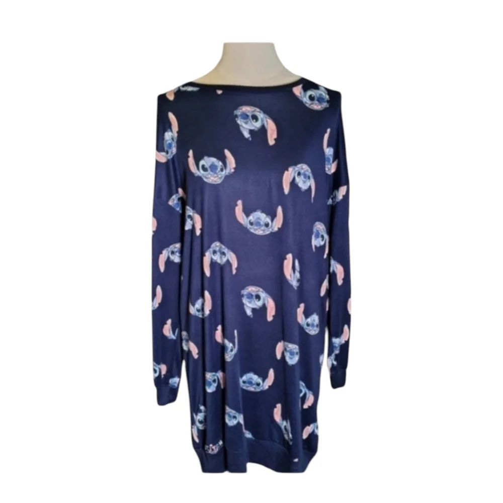 Disney's Lilo and Stitch Super Soft Blue and Pink Pajama Nightgown Size Small - Picture 1 of 13